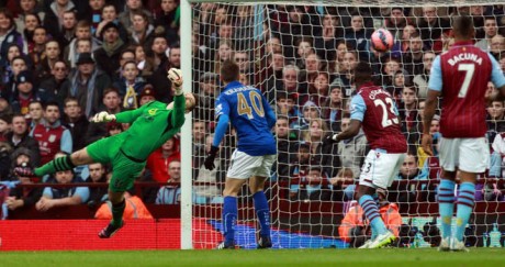 Shay Given makes a fine save to thwart Matt James last Sunday. 