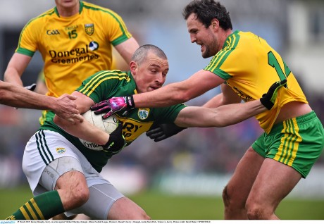 Kieran Donaghy, Kerry, in action against Michael Murphy, Donegal. 