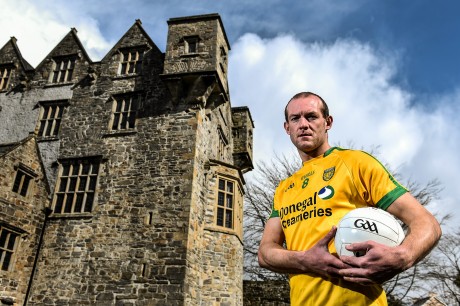 Donegal footballer Neil Gallagher poses for a portrait at Donegal Castle. Picture credit: Ramsey Cardy / SPORTSFILE