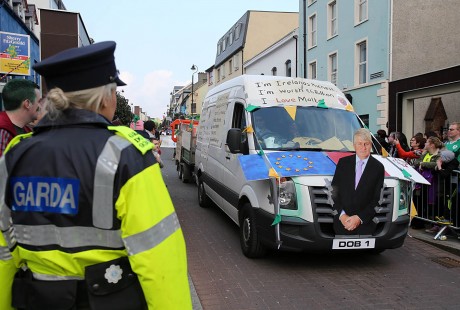 A water charges protest float in the Letterkenny St. Patrick's Day parade.