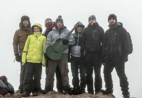 Alistair Hay and the Emerald Guitars team at the top of Errigal on Friday morning.