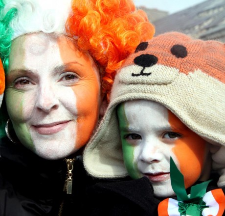 Frances and Declan Meehan all painted up in Gweedore on St Patrick's Day.