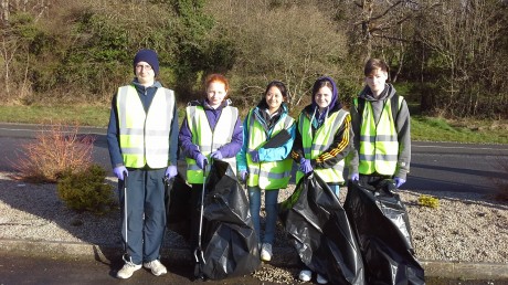 Letterkenny Venture Scouts duringtheir clean up activities in Newmills