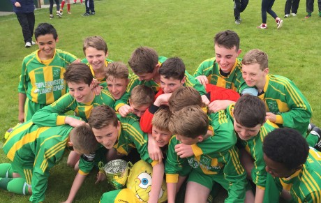 Bonagee United players celebrate their win over Cappry Rovers