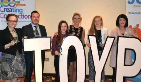 Some of the winners of this year's Outstanding Young Person awards and JCI Donegal President Nikki Bradley.