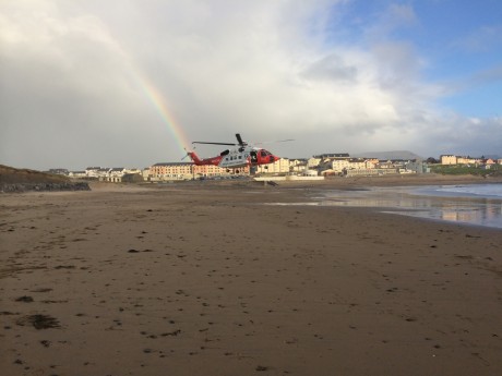 Rescue 118 landing on beach. Photo: Killian O'Kelly
