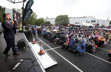 Daniel O'Donnell performing for hundreds of fans at the open air concert in Dungloe yesterday. Pic: Declan Doherty