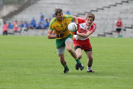 Christy Toye on the attack for Donegal. Photo: Donna El Assaad