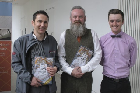 Sponsors Seamus McLaughlin, Inishowen Motors and Browns on the Green representative Finnian O’Doherty with Festival Director Paul Brown at launch of EAF2015.