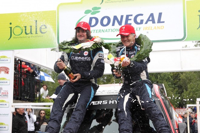 Garry Jennings and Rory Kennedy winners of the Joule Donegal International Rally 2015. Photo: Donna El Assaad