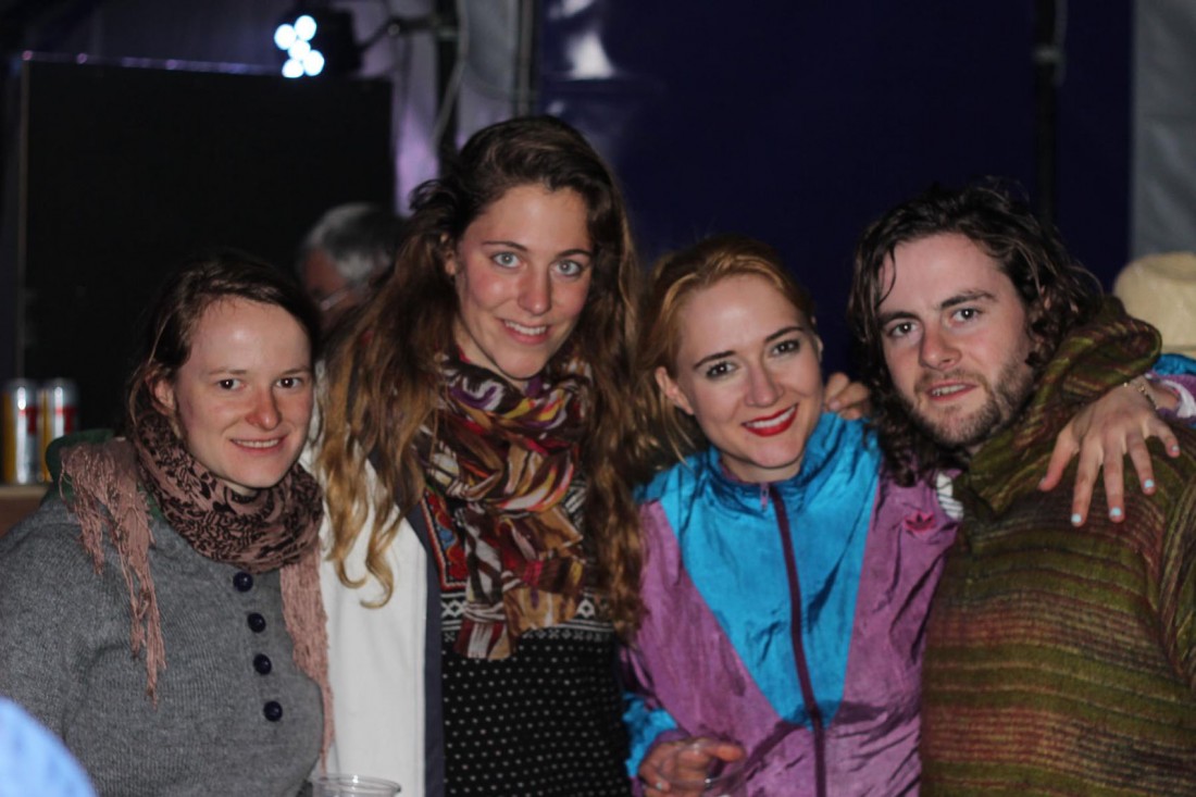 Paula and Jule, aka german duo Romie, with Laura Doherty, Dunfanaghy, and Declan McClafferty of In Their Thousands.