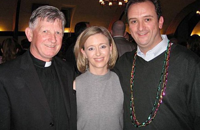 Fr. Brendan McBride with Celine Kennelly, director of the Irish Immigration Pastoral Centre, San Francisco and supervisor Sean Elsbernd. Photo: Catherine Bigelow/San Francisco Chronicle.