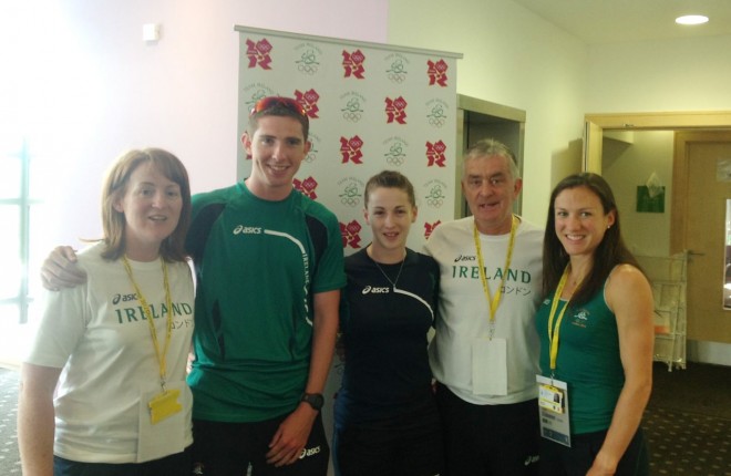 Sharon Madigan, Brendan Boyce, Chloe Magee, Patsy McGonagle and Caitriona Jennings in the Olympic village in London back in 2012.