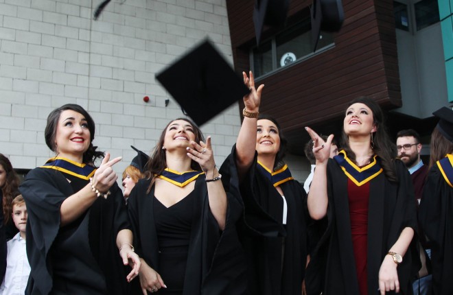 Ciara Kelly, Convoy, Sara Lynch, Lifford, Sheana Brady, Burnfoot and Martina Cannon,  Kilcar celebrate their graduation with a BSc Degree in Food Science from Letterkenny Institute of Technology. Photo: Donna El Assaad
