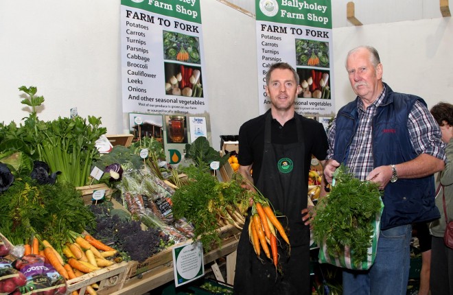 John Graham, Ballyhooley Farm Shop with customer Peter Sweeney.