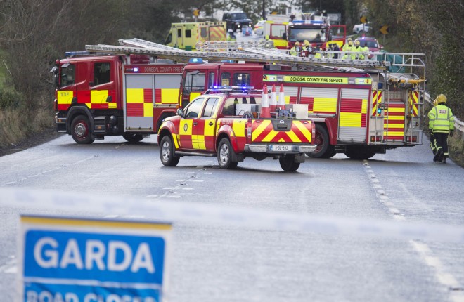 The tragic scene where two people lost their lives in a crash on the main Derry to Letterkenny road.  (North West Newspix)
