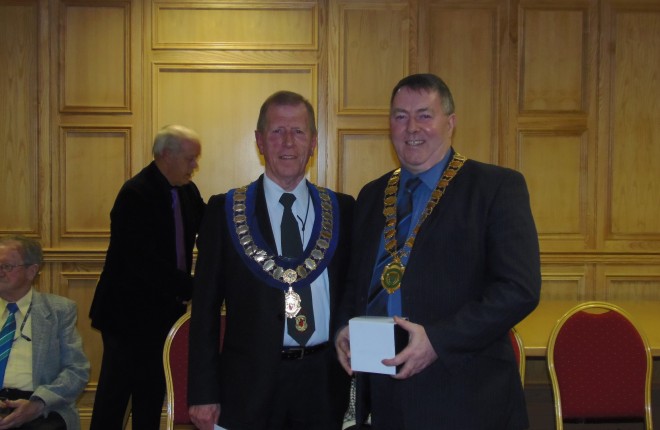 Cllr Gerry Mc Monagle, Mayor of Letterkenny, with Dan Armstrong, Chairman of the Ulster Dancing Council at the launch of the Ulster Dancing Championships in Letterkenny.  