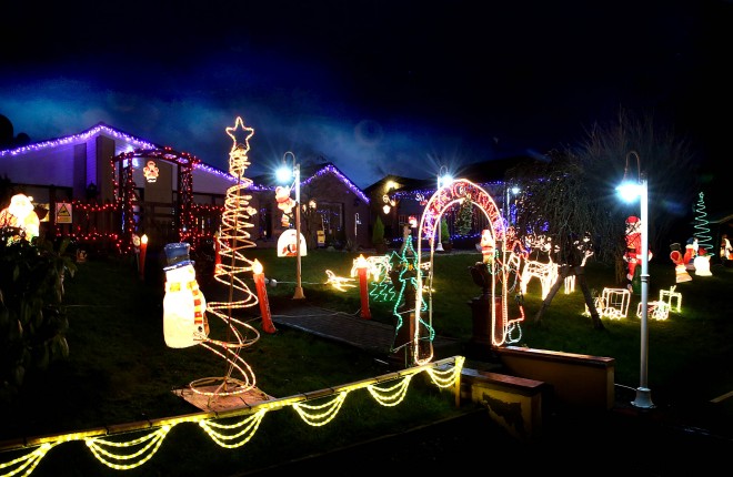 The display of Christmas illuminations at Joe and Angela O'Donnell's house at Leck, Letterkenny which has drivers stopping on the side of the road.