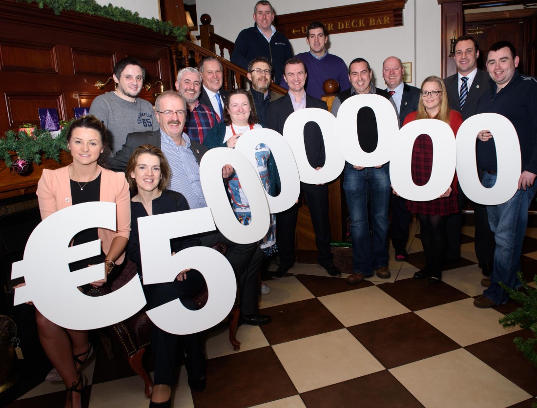 members of the BNI Donegal Town Stronghold who have reached the €5,000,000 milestone int business passed through the network.    Photo Clive Wasson