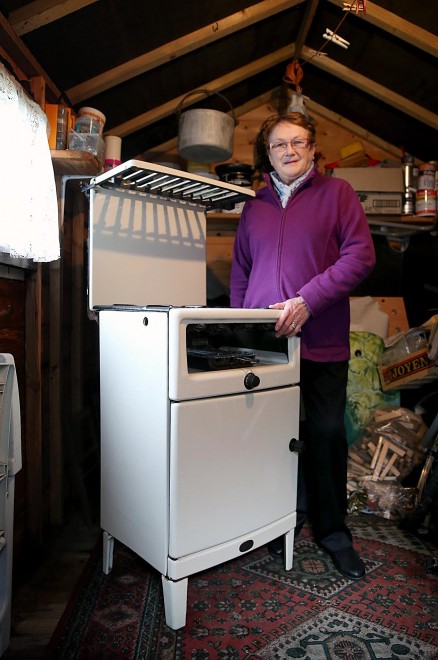 Gretta Alcorn with her vintage gas cooker.