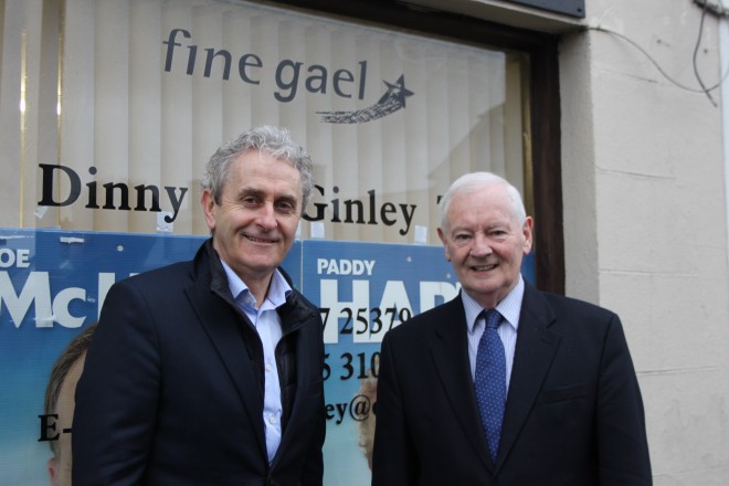 Outgoing Fine Gael Deputy Dinny McGinley with candidate Paddy Harte