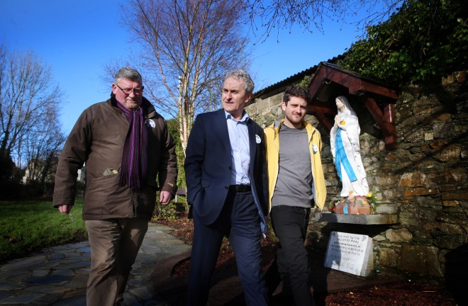 Fine Gael candidate Paddy Harte with son Neil and Paddy Gildea during a canvass of Letterkenny this week.