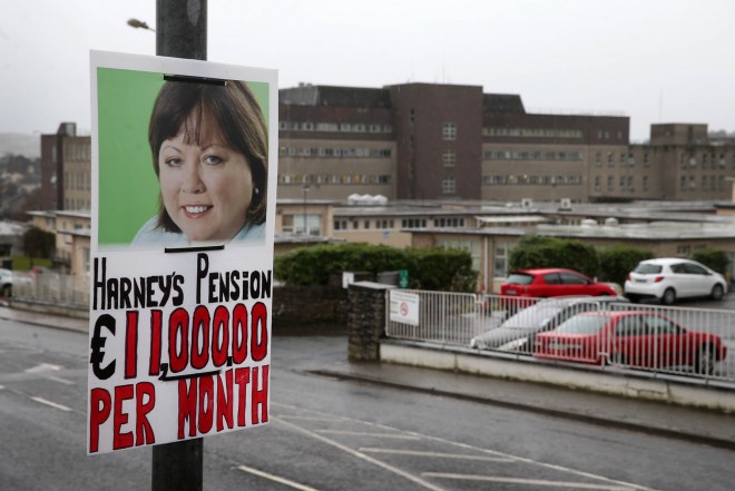 The poster featuring former tanaiste and minister for health Mary Harney opposite Letterkenny General Hospital.