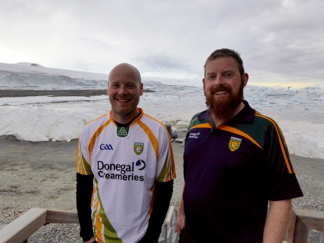 Donegal men John Paul Gallagher and Danny McFadden catch up in Antarctica