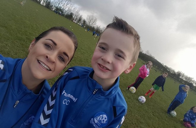 Raphoe Town's Sinead Kelly with Calvin Cech