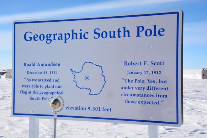 Geographic south pole plaque.