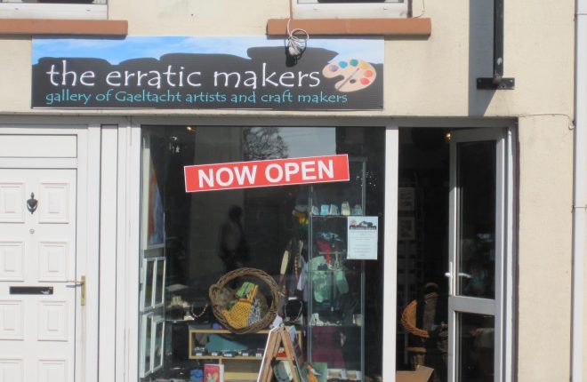 The shop front of the Erratic Makers in Dungloe.