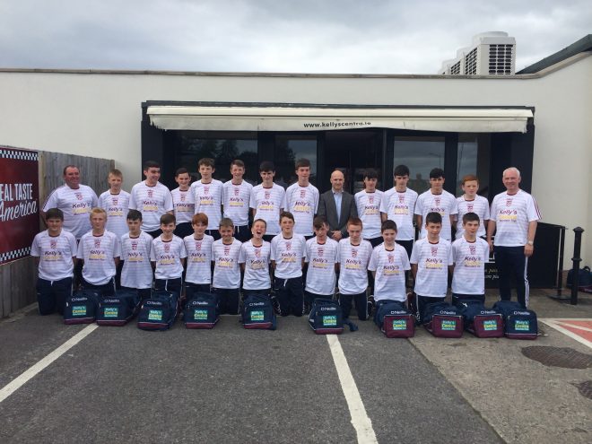 The Under 14 Termon GAA Feile 2016 Team pictured with their coaches Paddy Gallagher and  James Cassidy and their main sponsor Mairtin Kelly, Kelly’s Centra, Mountain Top, Letterkenny.: Emmet Maguire, Michael Trearty, Bobby Mc Gettigan, Mark Toye, Jack Alcorn, Marty Steele, Conor Black, Jamie Grant, Stephen Black, Conor Cassidy, Aaron Gallagher, Aaron Reid, Damian Egan, Kevin Mc Gettigan, Mark Gallagher, Lorcan Callaghan, Daniel Fagan, Manus O Connell, Eoin Boyle, Blake Boal, Luke Downey, Cormac Diver and Oisin Forde