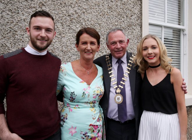 Cllr. Terence Slowey who was elected Cathaoirleach of Donegal County Council with his wife Patricia, son Kelvin and daughter Jennifer.