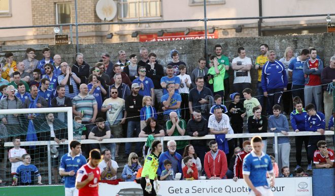 Some of the large number of supporters in attendance at Finn Park last season.
