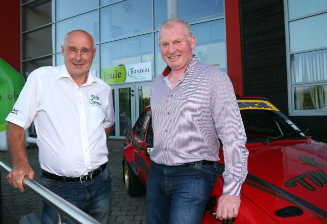 Eamonn McGee and brian Brogan at the launch of this year's Joule Donegal International Rally.
