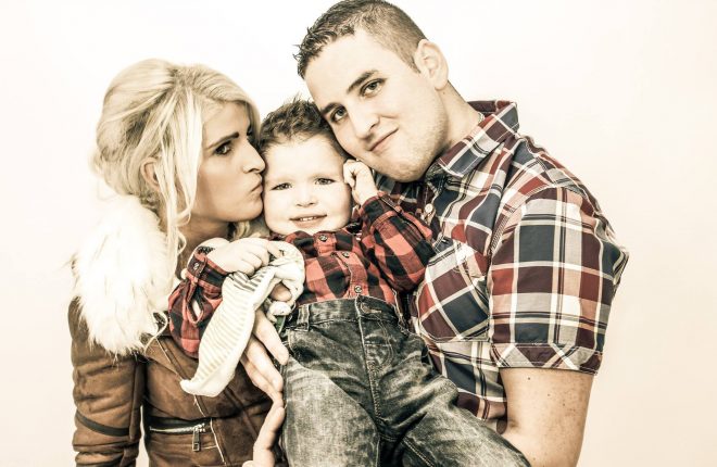 Little Jack Crossan pictured with his devoted parents, Marylouise and Theo.