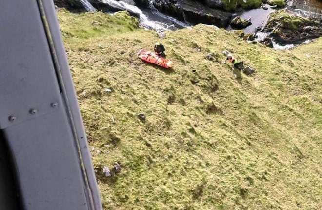 A woman is airlifted to hospital after a fall at Altan Lough. (Photo by Donegal Mountain Rescue Team)