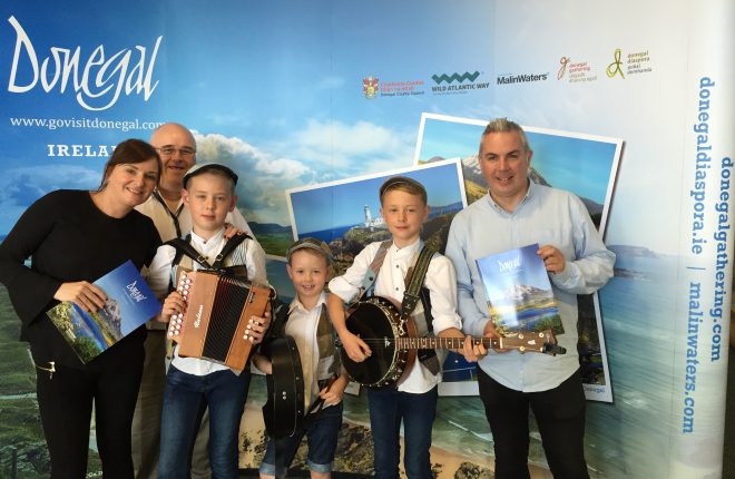 Pictured, from left, to right are, Sarah  Meehan, Barney Mclaughlin, Donegal Tourism, Luca Dempsey, Finn Byrne and Shane Smyth, Donegal Tourism. 