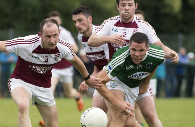 Termon's Kevin McElwaine keeps a close eye on Gaoth Dobhair's Kevin Cassidy in a recent championship match. Newly retired from Gaoth Dobhair, Kevin Cassidy give his views on the club's disappointing season.