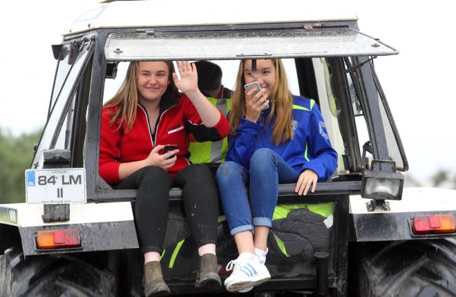 Girls enjoying the Tractor Run on Saturday morning, raising funds for the Good and New Cancer Charity.