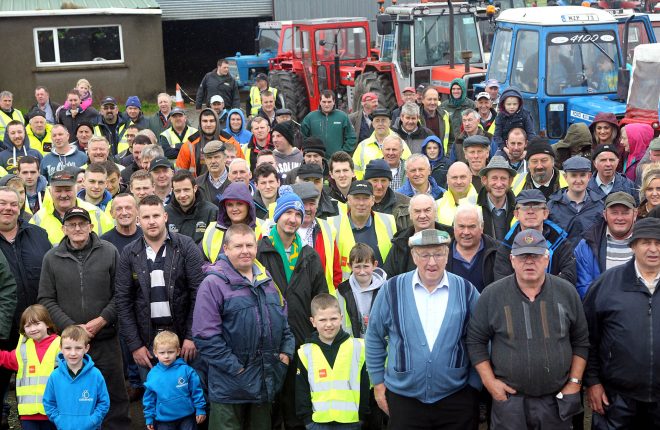 Some of the large group of participanst who took part in the Alan Wylie Tractor Run on Saturday for the Good and New Cancer Charity.