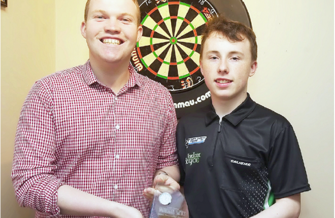Ryan Ferry, Donegal News Sports Reporter presents Darts Player Jordan Boyce with the January 2016 Donegal News Sports Personailty Award.