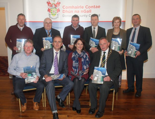 Pictured at the launch on Monday evening of the new Killybegs Harbour Brochure are back row l to r: Jim Parkinson, Sinbad Marine, Barney McLaughlin, Donegal County Council, Eugene McBrearty, Killybegs Business Focus Group, Seamus Neely, Chief Executive Donegal County Council, Caroline Britton and Liam Ward, Donegal County Council Front Row l to r Cllr. Noel Jordan, Minister Joe McHugh, Cllr. Niamh Kennedy and Cathaoirleach of Donegal County Council, Cllr. Terence Slowey