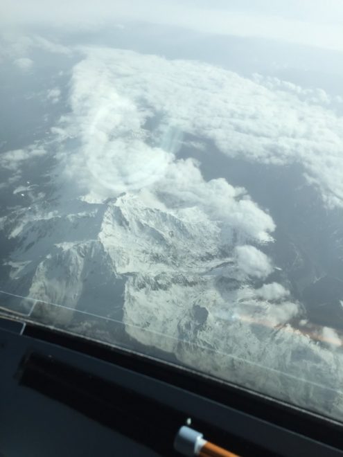 A picture taken from the Aer Lingus cockpit over the Alps on the way to Venice. 