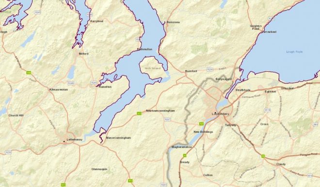 A map on the Donegal County Council website which refers to Derry as Londonderry.