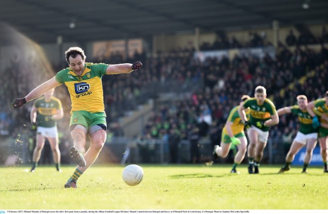 Michael Murphy converts a penalty against Kerry