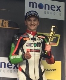 Caolan Irwin on the podium at Brands Hatch