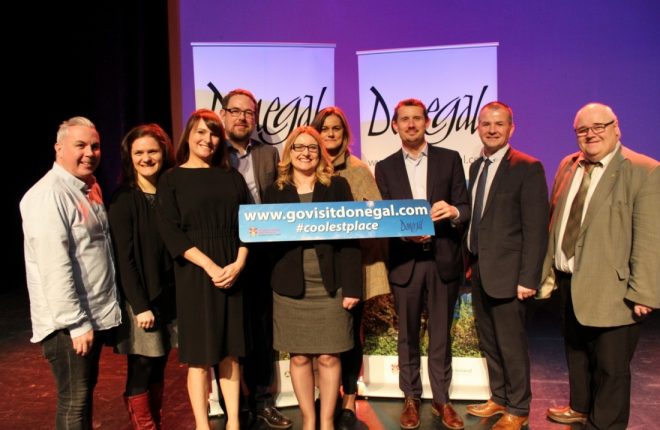 The Donegal Tourism team with expert speakers at the Donegal Tourism Spring Seminar held in An Grianan Theatre. Among those pictured are Shane Smyth, Iga Lawne, Sarah Meehan, Brian Harte, Maire Aine Gardiner, Niamh Taylor, Pól Ó Conghaile, Liam Ward and Barney McLaughlin.