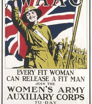 Recruitment poster for the  Women's Army Auxiliary Corps  during the First World War,  stating that "every fit woman  can release a fit man" for  service.     Date: c.1916