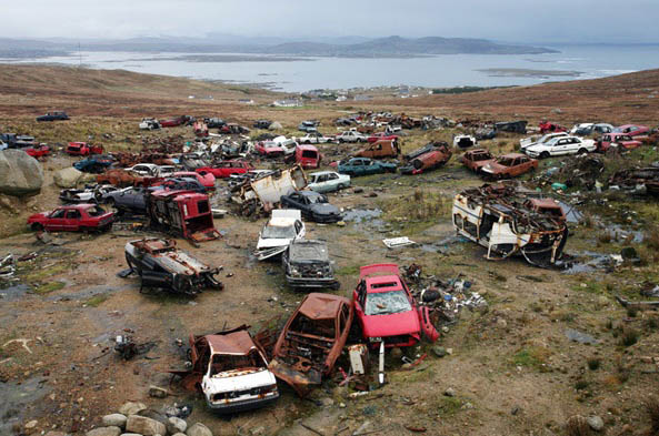 Carmageddon, Arranmore Island in 2007, an award winning piture by Declan Doherty. Now Tory Island are having a similar problem with abandoned cars.
